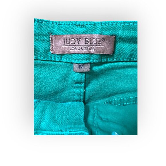 Judy Blue Full Size Tummy Control Garment Kelly Green Dyed Denim Shorts - Picture 5 of 6